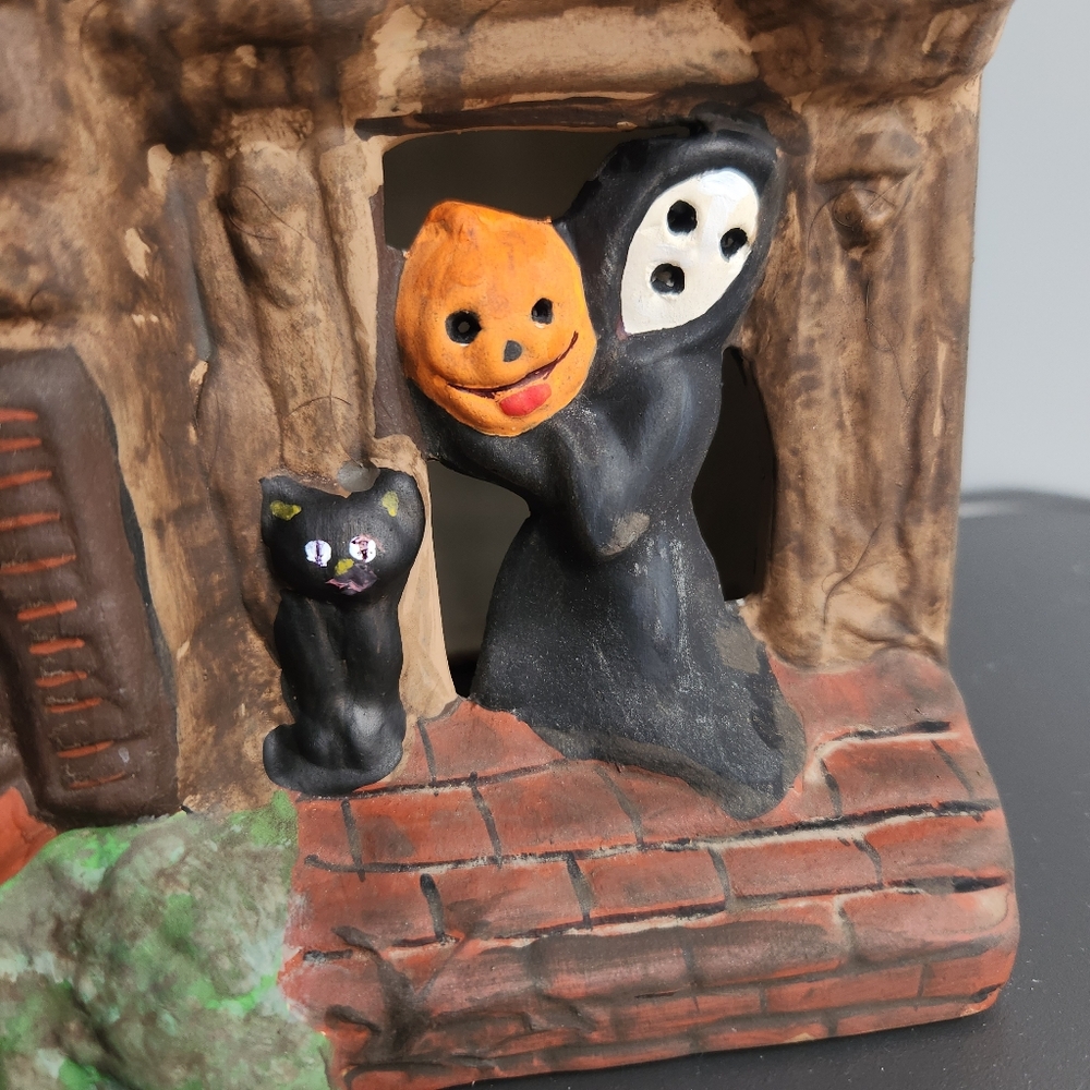 Vintage 1978 Lefauve Handpainted Ceramic Haunted House Halloween Ghost Pumpkin - Picture 5 of 16